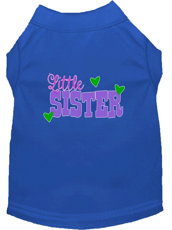 Little Sister Screen Print Dog Shirt Blue XXL